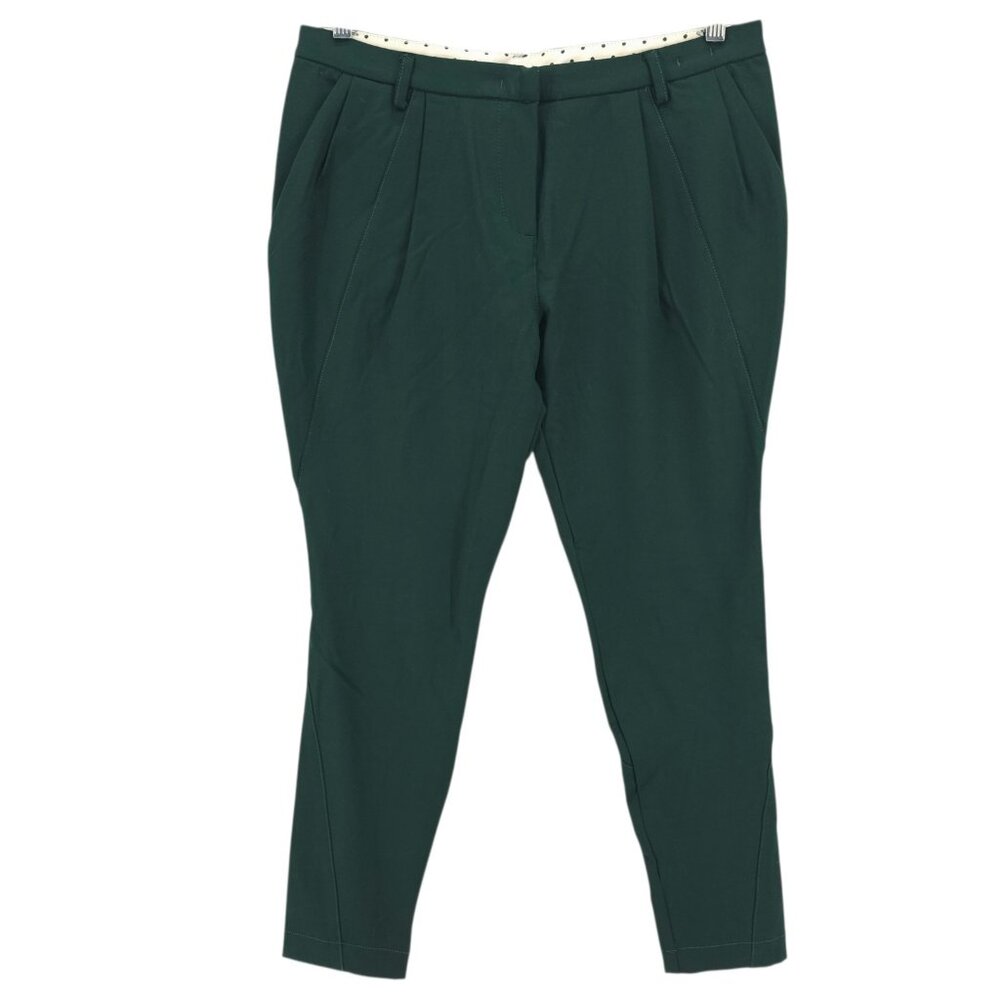 MASSIMO ALBA Dark Green Wool Blend Pants Pleated Tapered EUC Size IT 42